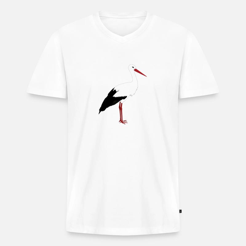 Storch steht - Männer Premium Bio T-Shirt mit V-Ausschnitt - Weiß