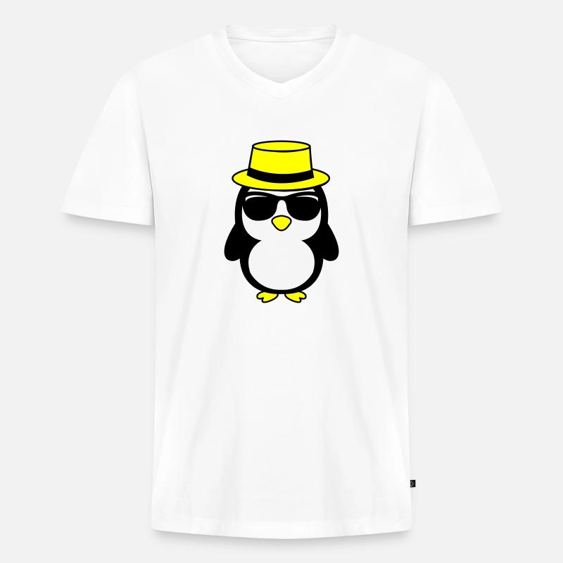 cool pinguin 02 - Männer Premium Bio T-Shirt mit V-Ausschnitt - Weiß