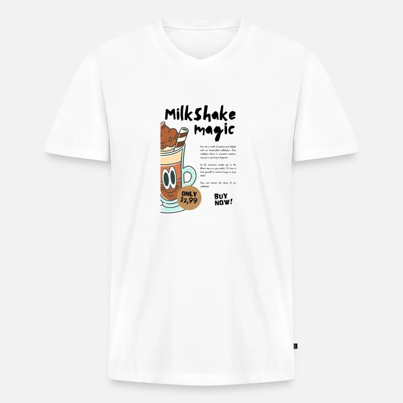 Milkshake Magic - Männer Premium Bio T-Shirt mit V-Ausschnitt - Weiß