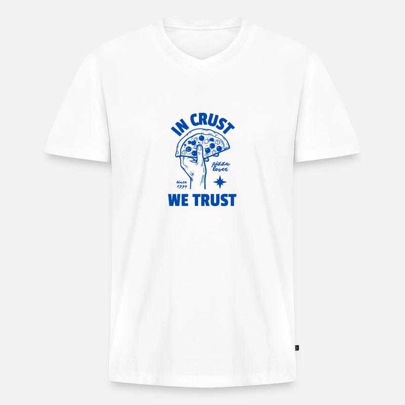 In Crust we Trust - Männer Premium Bio T-Shirt mit V-Ausschnitt - Weiß