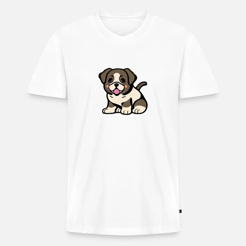 Einfach niedliches Hündchen - Männer Premium Bio T-Shirt mit V-Ausschnitt - Weiß