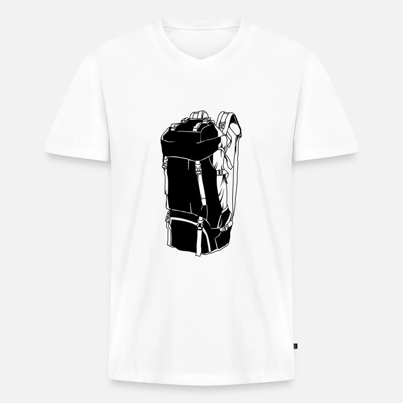 rucksack camping backpacker symbol - Männer Premium Bio T-Shirt mit V-Ausschnitt - Weiß