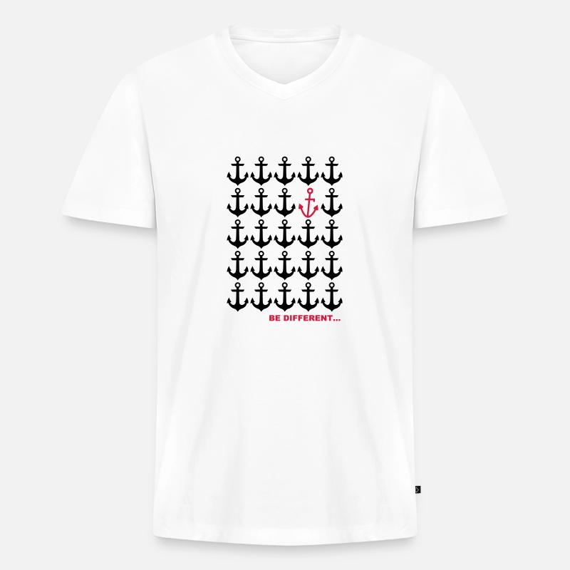 Be Different... - Männer Premium Bio T-Shirt mit V-Ausschnitt - Weiß