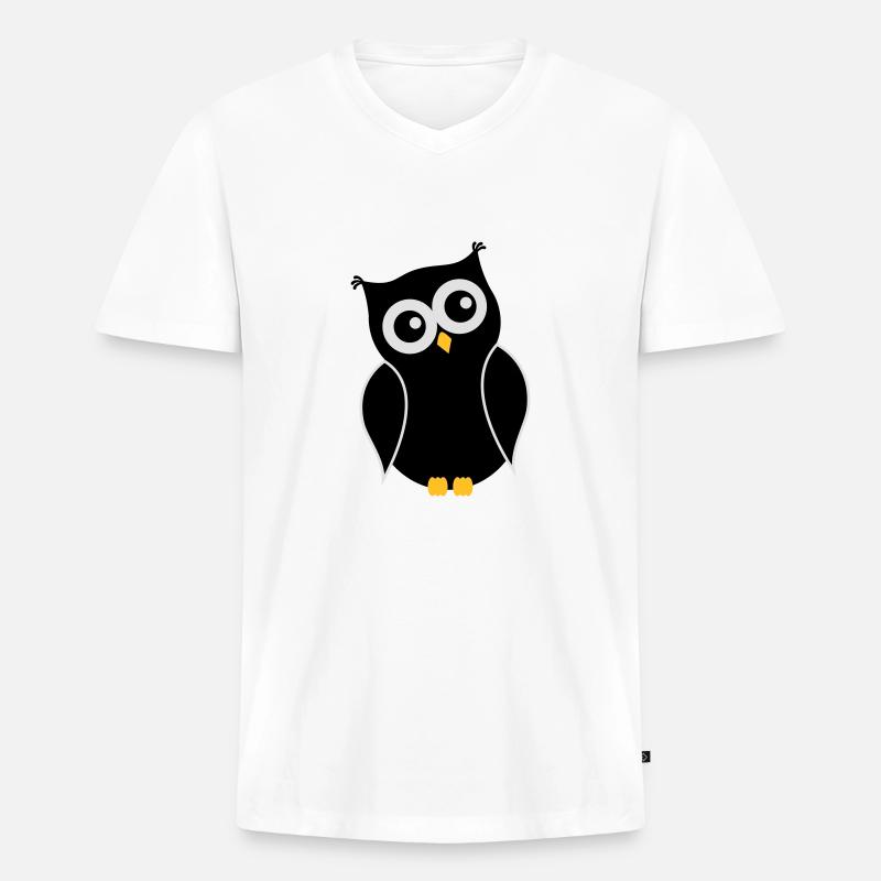 Eule01 - Männer Premium Bio T-Shirt mit V-Ausschnitt - Weiß