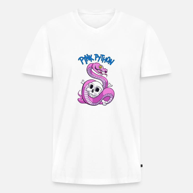 Pink Python (Blue) - T-shirt encolure en V Premium bio Homme - blanc
