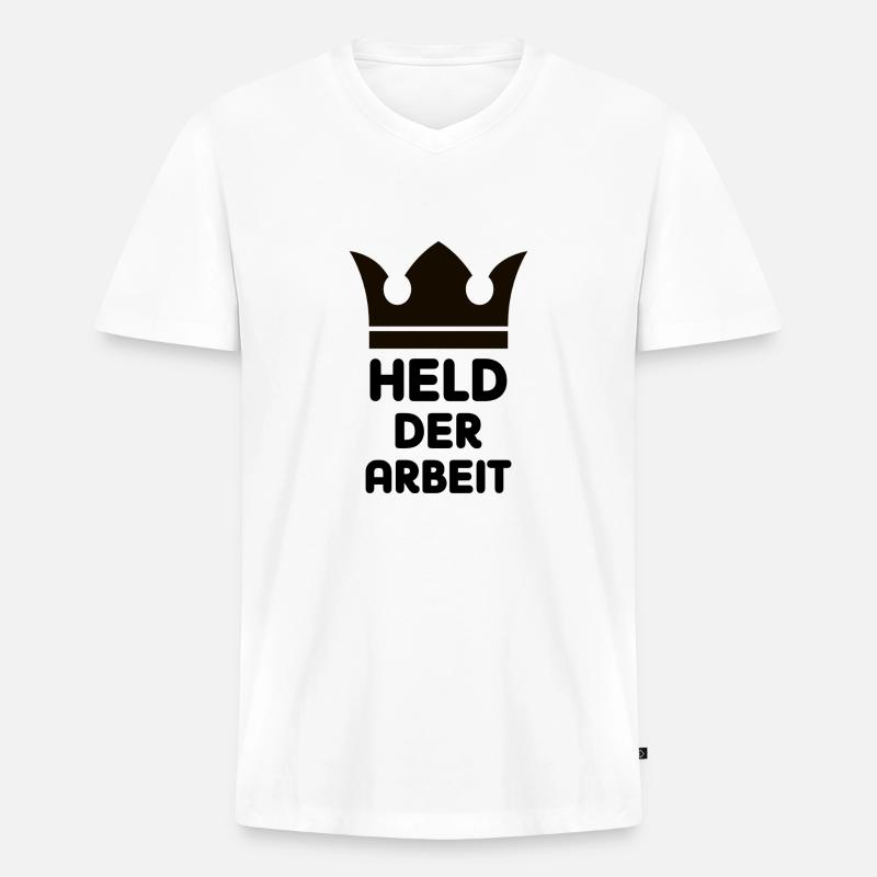 Held der Arbeit - Männer Premium Bio T-Shirt mit V-Ausschnitt - Weiß