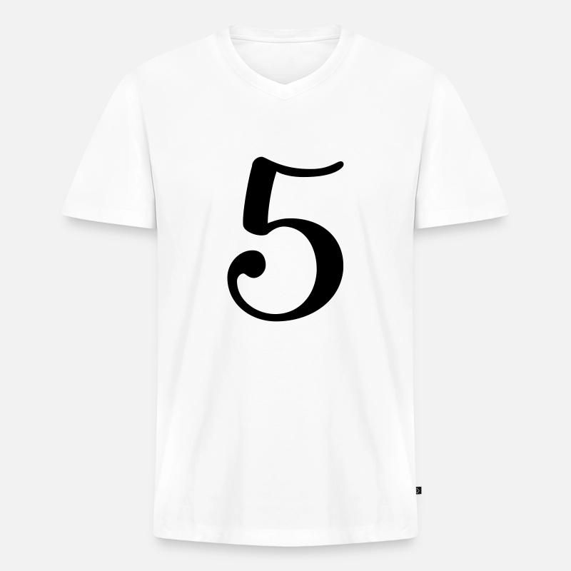 5 - Männer Premium Bio T-Shirt mit V-Ausschnitt - Weiß