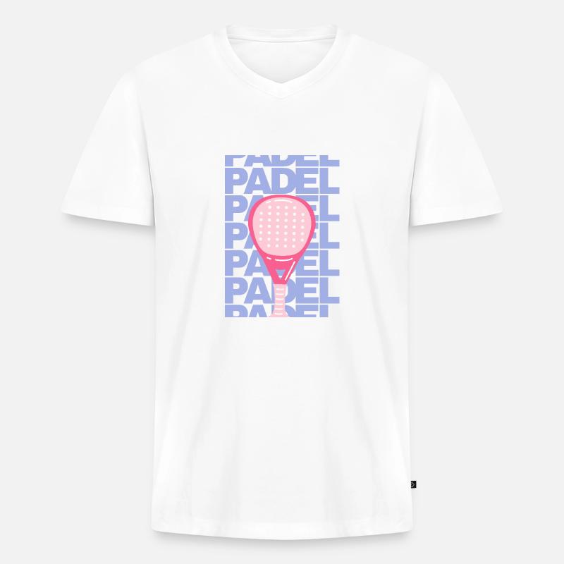 Padel-Poster - Männer Premium Bio T-Shirt mit V-Ausschnitt - Weiß