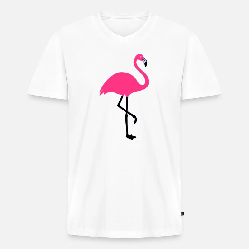 Flamingo Sommer Sonne Strand - Männer Premium Bio T-Shirt mit V-Ausschnitt - Weiß