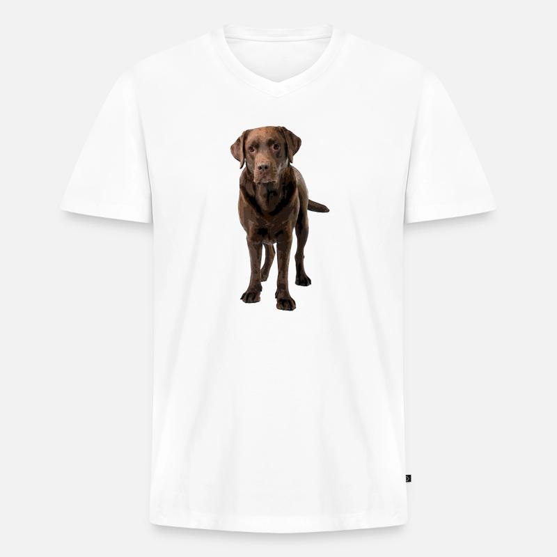 Brauner Labrador Comic Styl - Männer Premium Bio T-Shirt mit V-Ausschnitt - Weiß