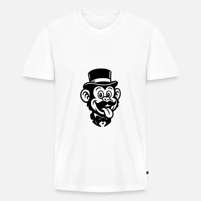 Affe Bräutigam Comic - Männer Premium Bio T-Shirt mit V-Ausschnitt - Weiß
