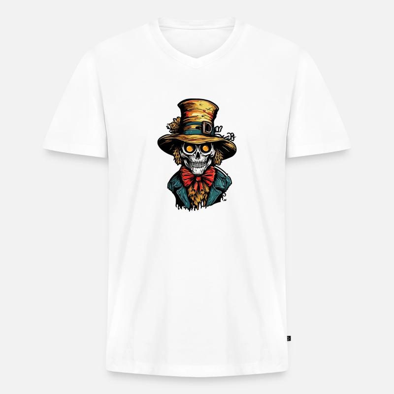 Vogelscheuche / Erntehelfer / Maisfeld / Feld - Männer Premium Bio T-Shirt mit V-Ausschnitt - Weiß