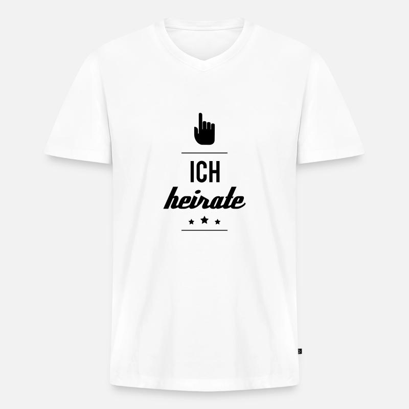 ICH HEIRATE - Männer Premium Bio T-Shirt mit V-Ausschnitt - Weiß