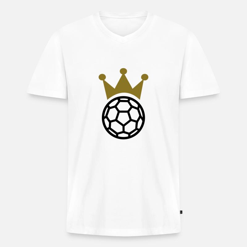 Handball - Männer Premium Bio T-Shirt mit V-Ausschnitt - Weiß