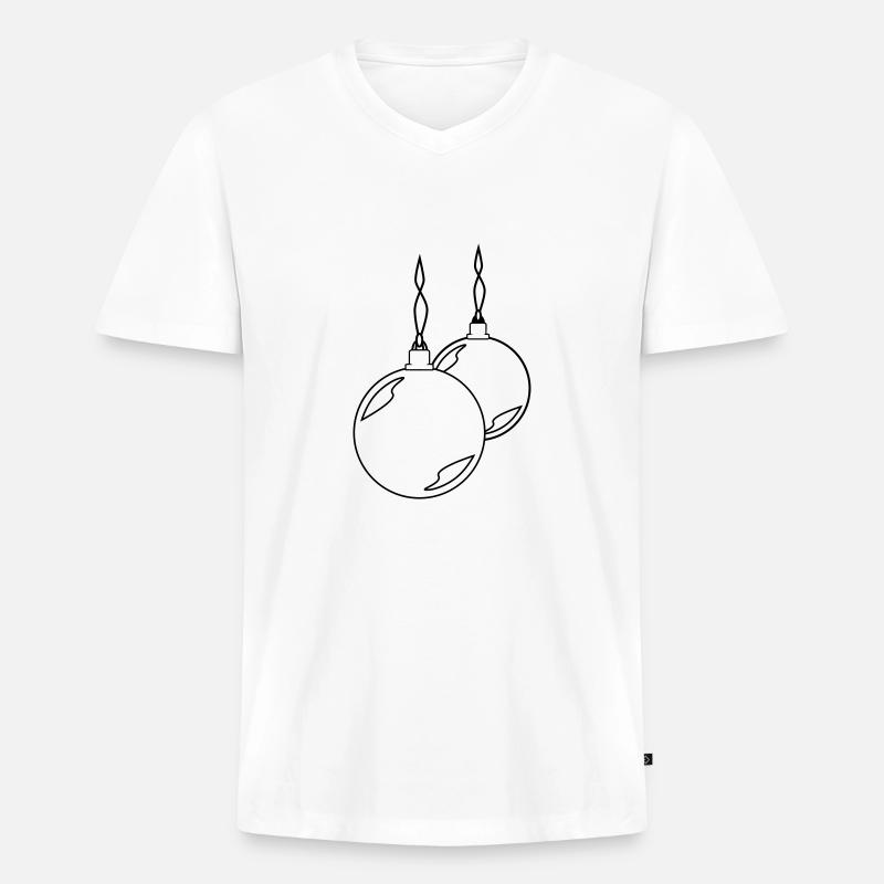 zwei Weihnachtskugeln - Männer Premium Bio T-Shirt mit V-Ausschnitt - Weiß