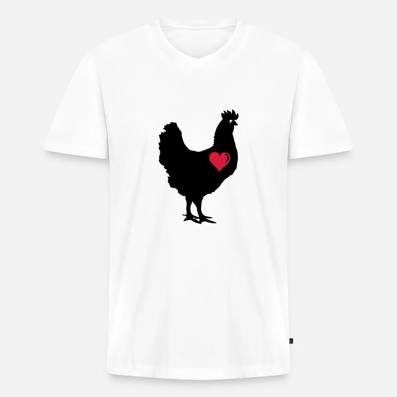 chicken_love_2 - Männer Premium Bio T-Shirt mit V-Ausschnitt - Weiß