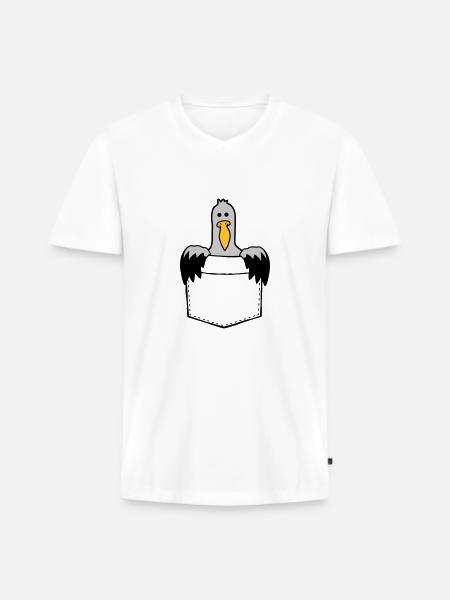 Bag Seagull On the way - Men's Premium Organic T-shirt with V-neck - white