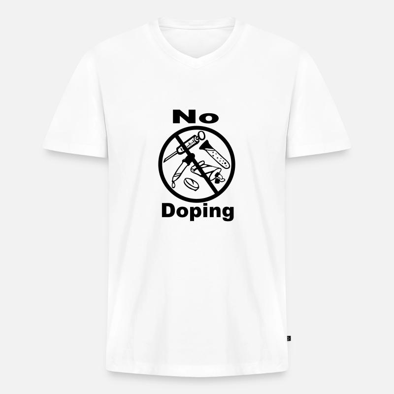 No doping - 1farb - Männer Premium Bio T-Shirt mit V-Ausschnitt - Weiß