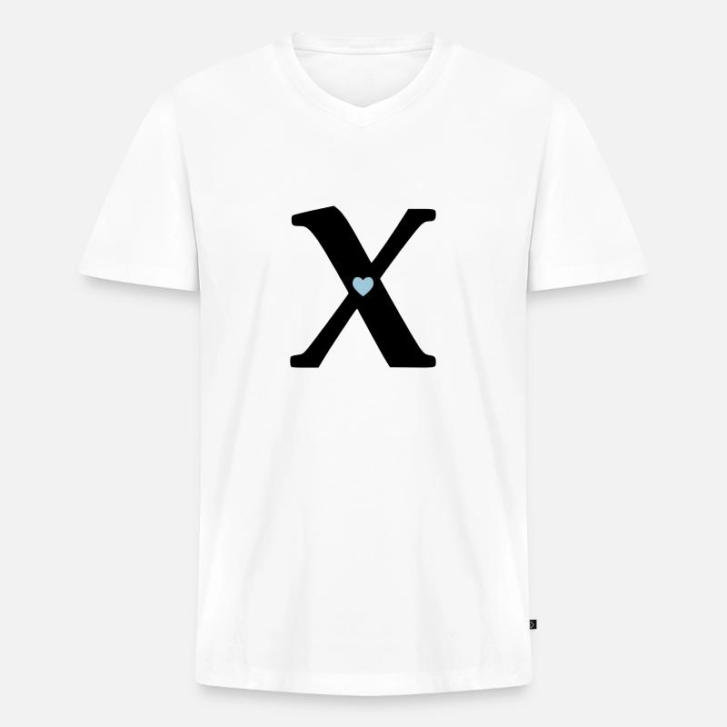 Buchstabe X Anfangsbuchstabe - Männer Premium Bio T-Shirt mit V-Ausschnitt - Weiß