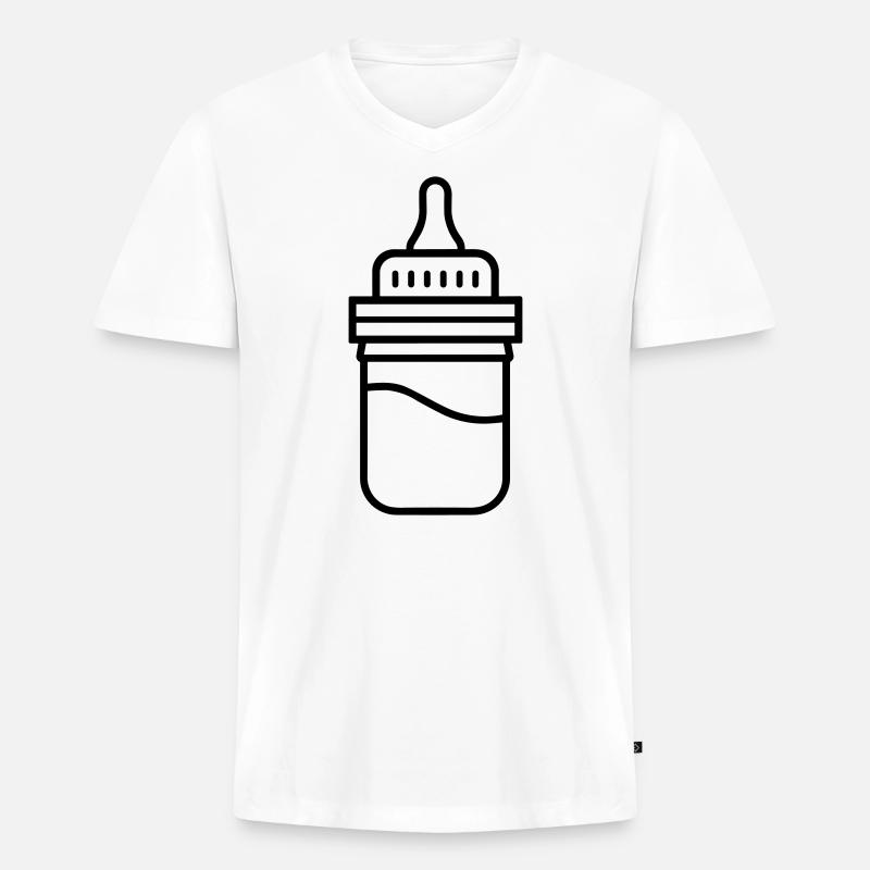 Flasche - Männer Premium Bio T-Shirt mit V-Ausschnitt - Weiß