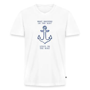 Witziges Anker-Design für Wasserfans - Männer Premium Bio T-Shirt mit V-Ausschnitt - Weiß - Vorne - Nico (187cm)