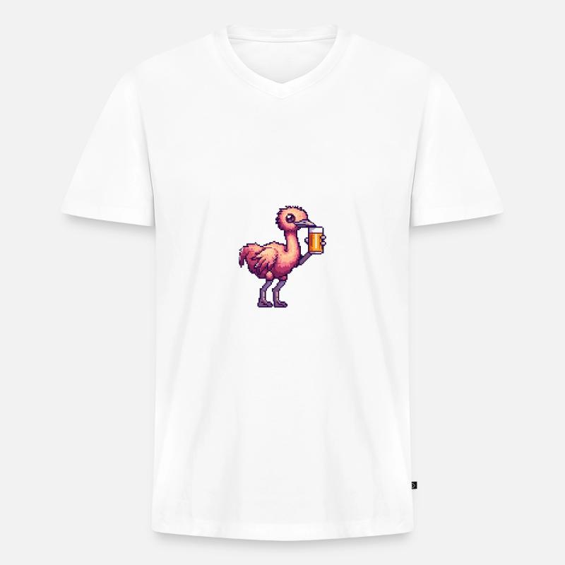 Strauß Bier Pixel - Männer Premium Bio T-Shirt mit V-Ausschnitt - Weiß