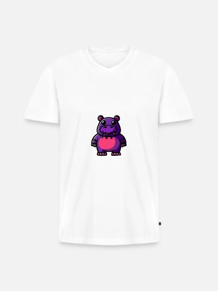 Hippopotamus Halloween Animal - Men's Premium Organic T-shirt with V-neck - white
