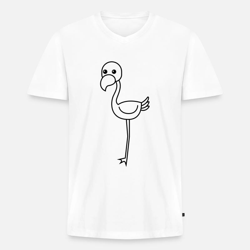 Flamingo Comic Tier - Männer Premium Bio T-Shirt mit V-Ausschnitt - Weiß