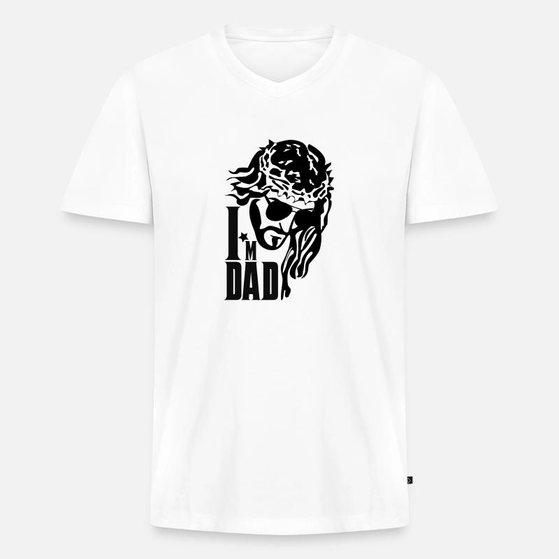 Ich bin Papa - Männer Premium Bio T-Shirt mit V-Ausschnitt - Weiß