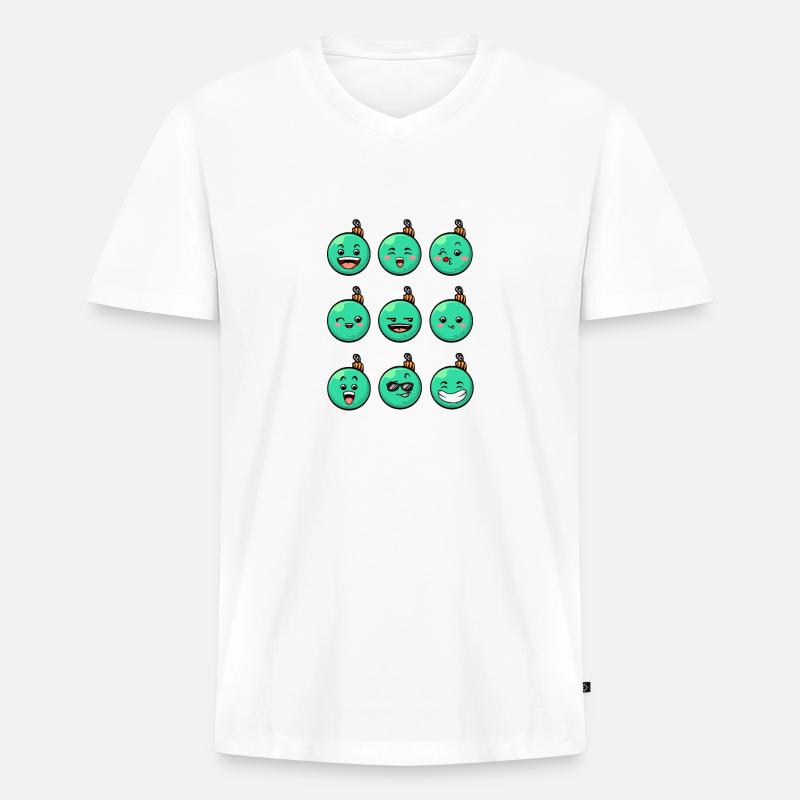 9 Weihnachtskugeln #5/10Türkis - Männer Premium Bio T-Shirt mit V-Ausschnitt - Weiß