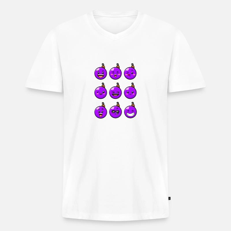 9 Weihnachtskugeln #8/10 Lila - Männer Premium Bio T-Shirt mit V-Ausschnitt - Weiß