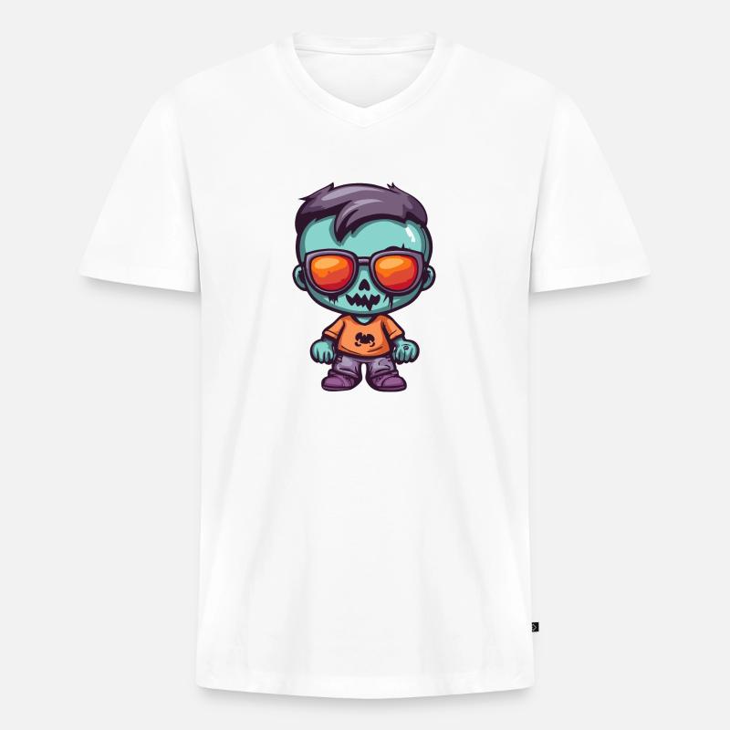 Zombie Halloween Cool - Männer Premium Bio T-Shirt mit V-Ausschnitt - Weiß