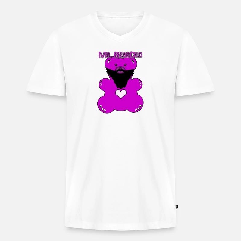 Mr. Bearded - Männer Premium Bio T-Shirt mit V-Ausschnitt - Weiß