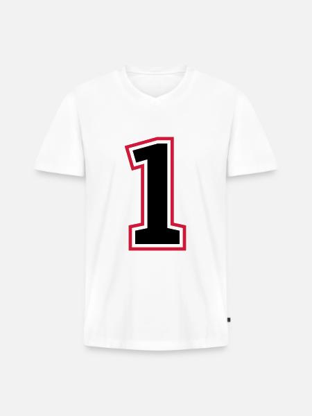 1 tal - Premium økologisk T-shirt med V-hals til mænd - hvid