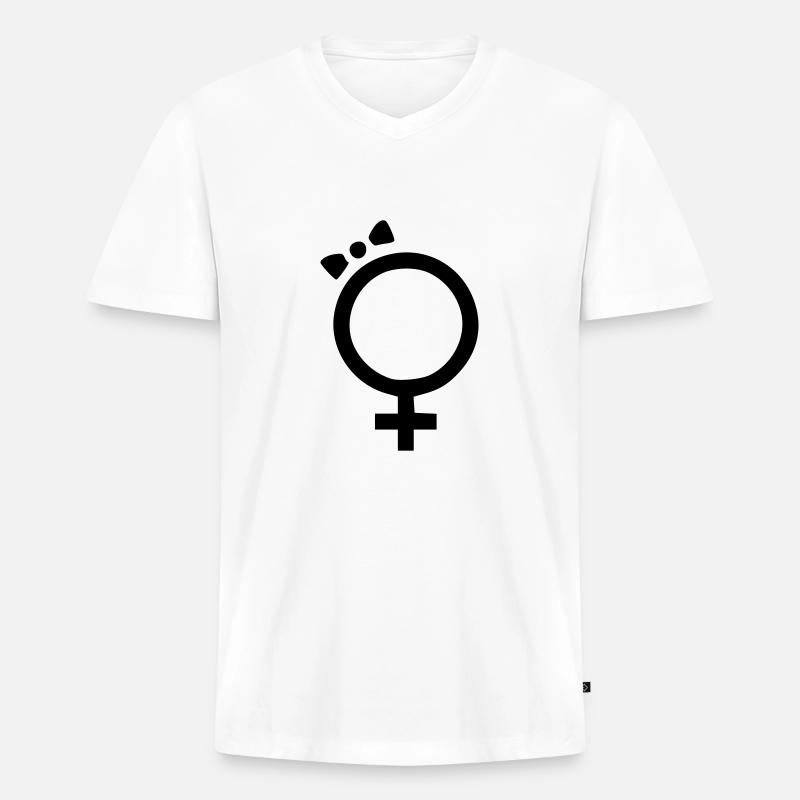 Geschlechtzeichen weibli - Männer Premium Bio T-Shirt mit V-Ausschnitt - Weiß
