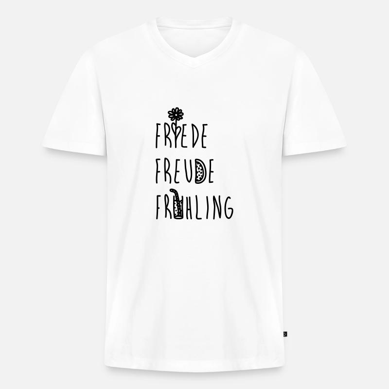 Friede Freude Frühling - Männer Premium Bio T-Shirt mit V-Ausschnitt - Weiß