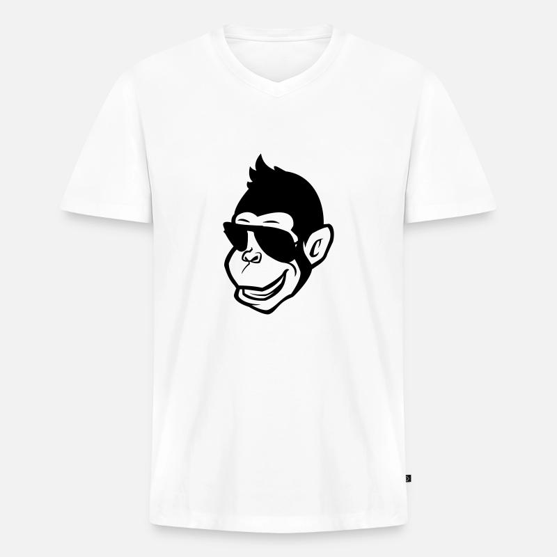 monkey cool comic - Männer Premium Bio T-Shirt mit V-Ausschnitt - Weiß