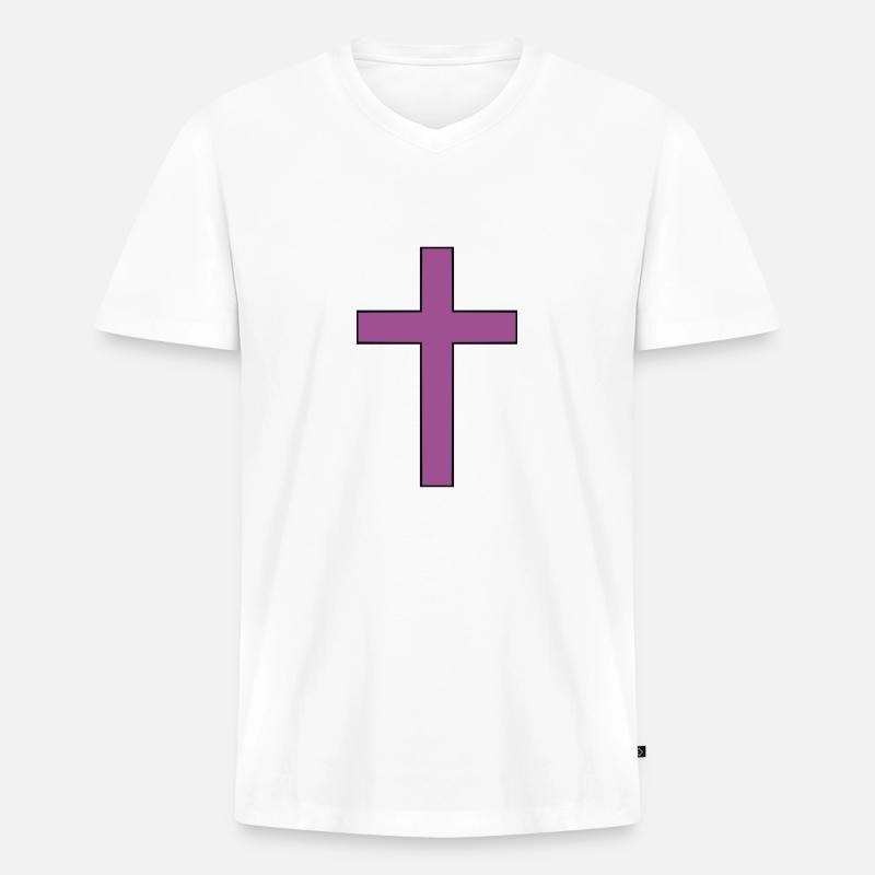 kirche - Männer Premium Bio T-Shirt mit V-Ausschnitt - Weiß
