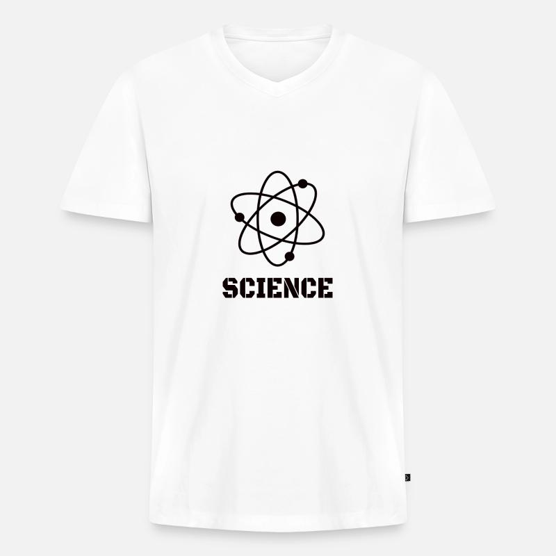Physics: Science Atom - Männer Premium Bio T-Shirt mit V-Ausschnitt - Weiß