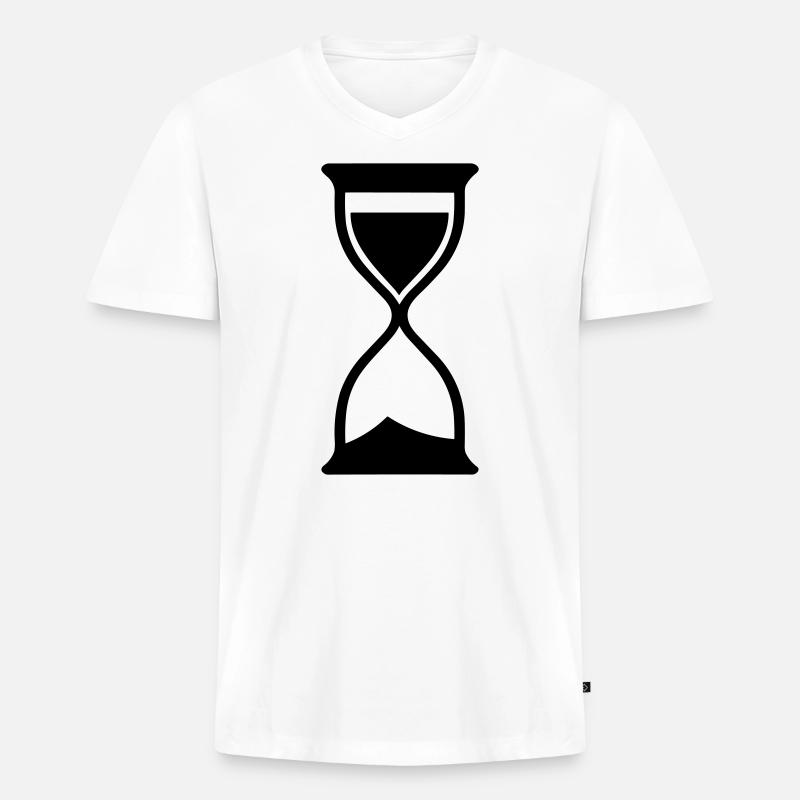 Stundenglas - Männer Premium Bio T-Shirt mit V-Ausschnitt - Weiß