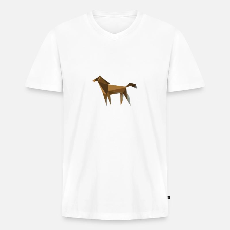 Pferde - Männer Premium Bio T-Shirt mit V-Ausschnitt - Weiß