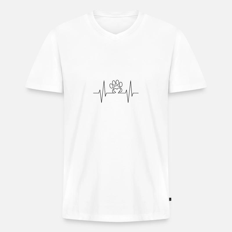 Hund - Männer Premium Bio T-Shirt mit V-Ausschnitt - Weiß