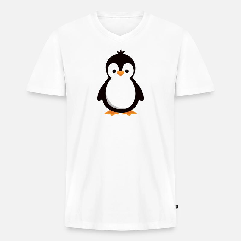 süßer Pinguin - Männer Premium Bio T-Shirt mit V-Ausschnitt - Weiß