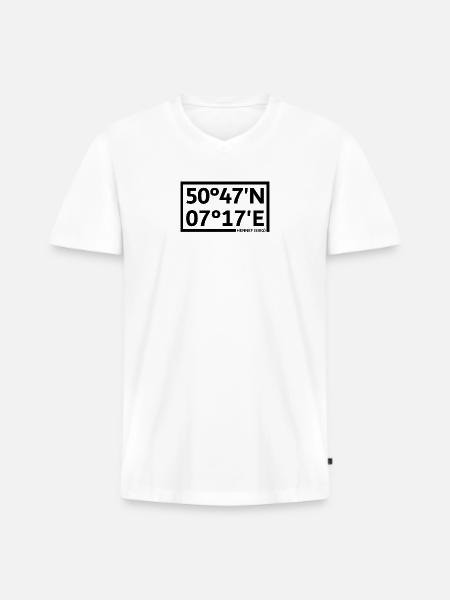 Coordonnées Hennef (Sieg) - T-shirt encolure en V Premium bio Homme - blanc