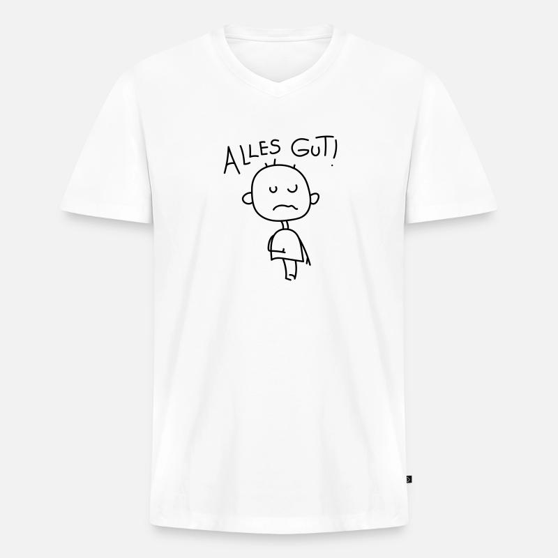 Strichmännchen Satire - Männer Premium Bio T-Shirt mit V-Ausschnitt - Weiß