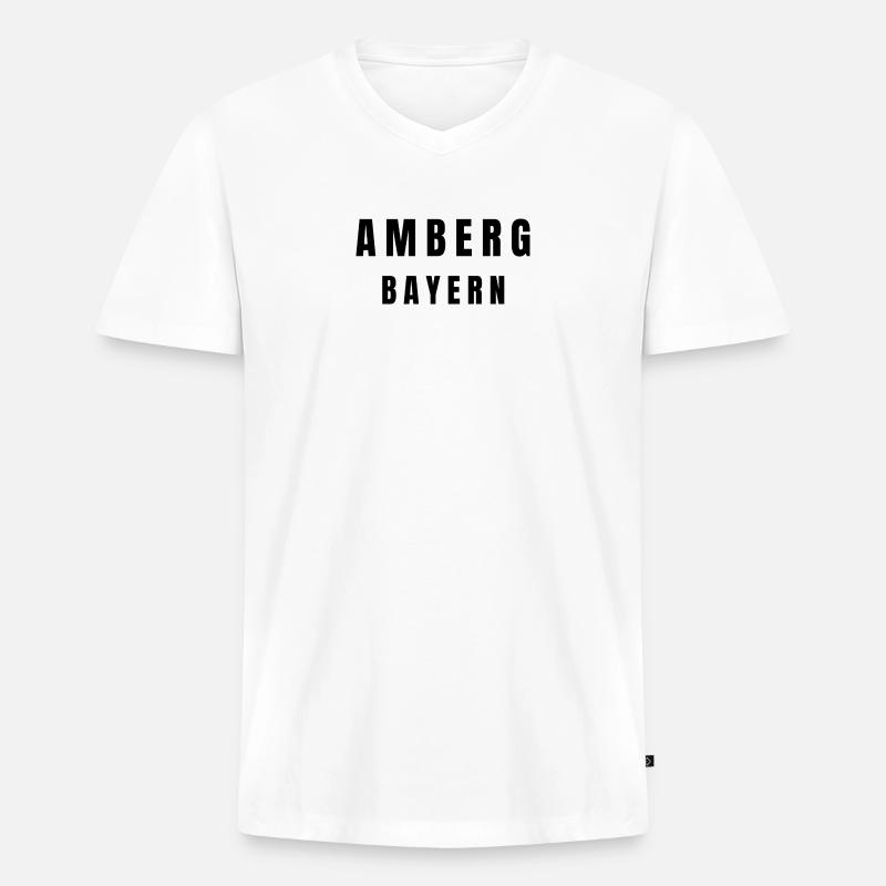 Amberg Bayern - Männer Premium Bio T-Shirt mit V-Ausschnitt - Weiß