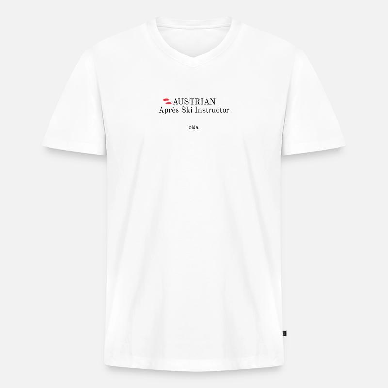 Austrian Apres Ski Instructor - Männer Premium Bio T-Shirt mit V-Ausschnitt - Weiß