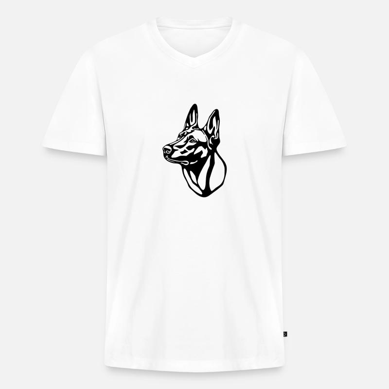 1 Malinois WHITEBackgroundohnetext - Männer Premium Bio T-Shirt mit V-Ausschnitt - Weiß