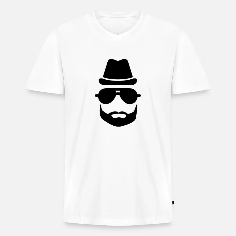 Cooler Bartmann ... Hut Sonnenbrille Bart - Männer Premium Bio T-Shirt mit V-Ausschnitt - Weiß