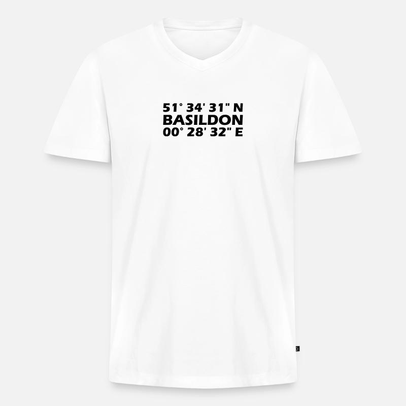 Basildon Coordinates - Men's Premium Organic T-shirt with V-neck - white